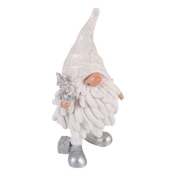 TOMTE MED GRAN 15CM VIT/SILVER