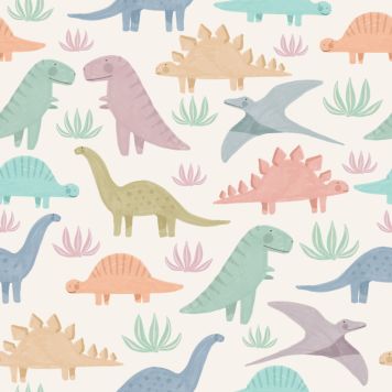 TAPET PASTEL DINOSAURS OFFVIT MULTI