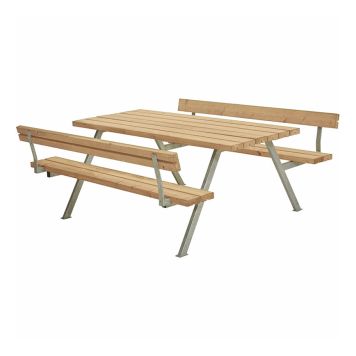 TRÄDGÅRDSMÖBEL PLUS BORD/BÄNKSET ALPHA 2 RYGGSTÖD 177X185X76/45CM GYLLENBRUN