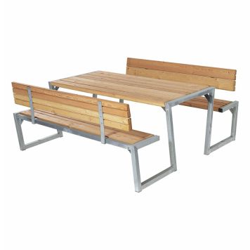 TRÄDGÅRDSMÖBEL PLUS BORD/BÄNKSET ZIGMA 2 RYGGSTÖD 176X198X73/45,5CM GYLLENBRUN