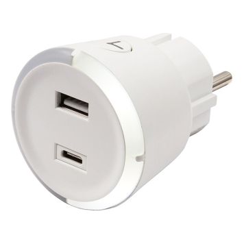 USB-LADDARE CAPIDI MED TIMER USB/USB-C 17W VIT