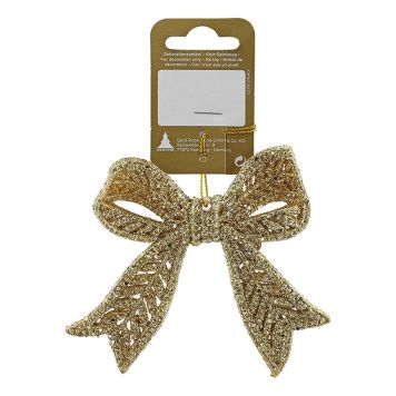  JULGRANSDEKORATION ROSETT GLITTER 11CM GULD