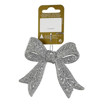  JULGRANSDEKORATION ROSETT GLITTER 11CM SILVER