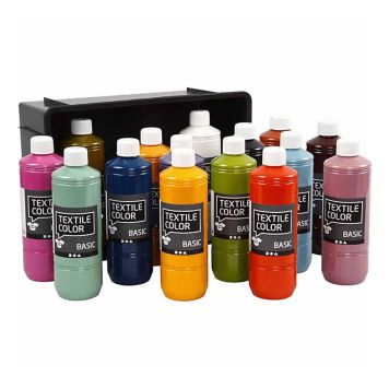 TEXTILFÄRG CREATIVE COMPANY BASIC 15X500ML MIXADE FÄRGER