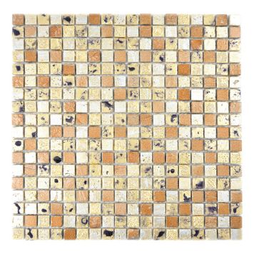 MOSAIK MIX STEN/HARTS GULD/BRONS 30X30CM PRIS PER ARK