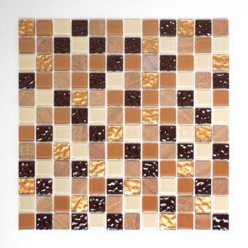 MOSAIK SJÄLVHÄFTANDE SQUARE BEIGE/BRUN 30X30CM PRIS PER ARK