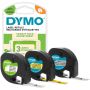 MÄRKBAND DYMO LETRATAG 12MM 4M VIT/GUL 3-PACK